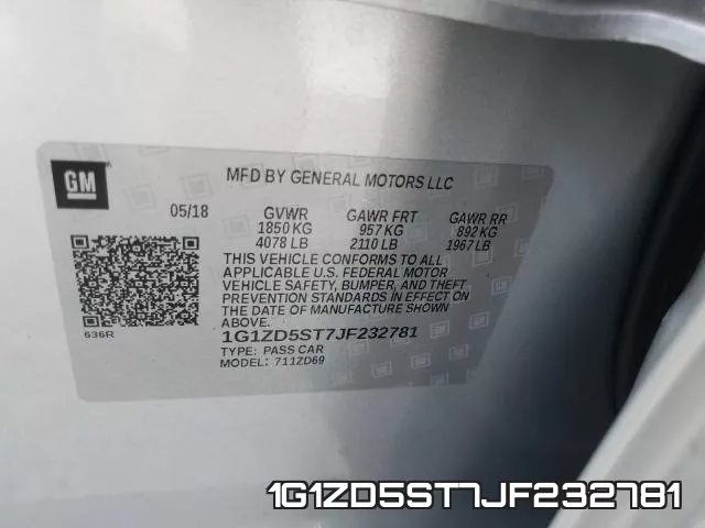 1G1ZD5ST7JF232781 фото 2