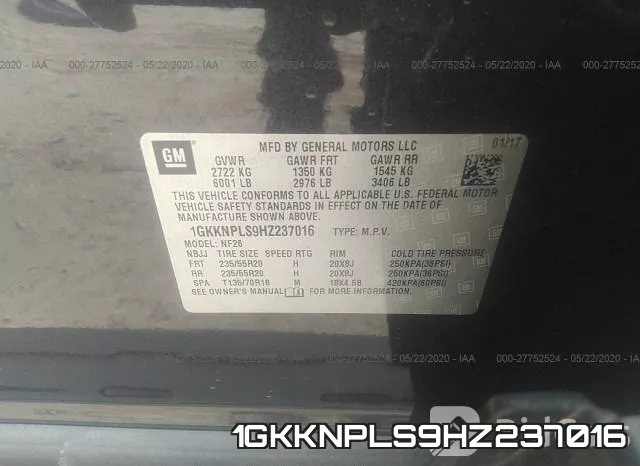 1GKKNPLS9HZ237016 фото 10