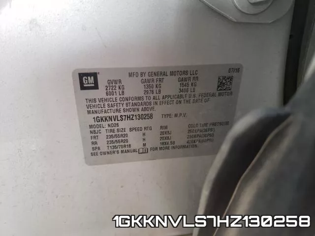 1GKKNVLS7HZ130258 фото 2