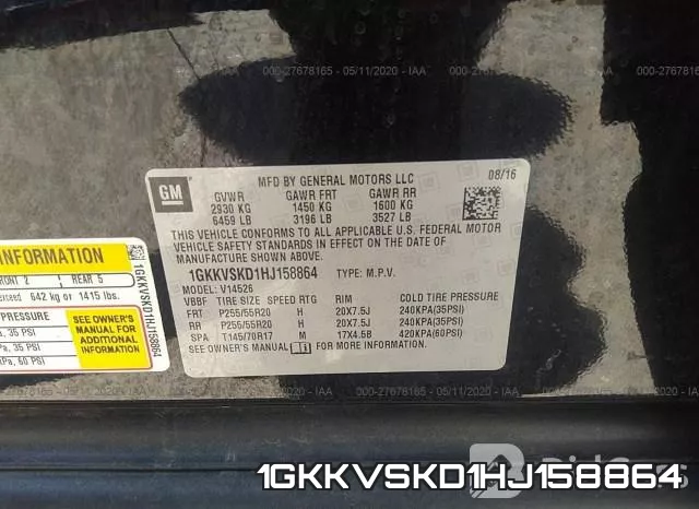 1GKKVSKD1HJ158864 фото 10