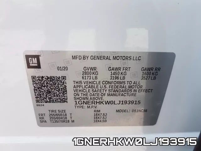 1GNERHKW0LJ193915 фото 2