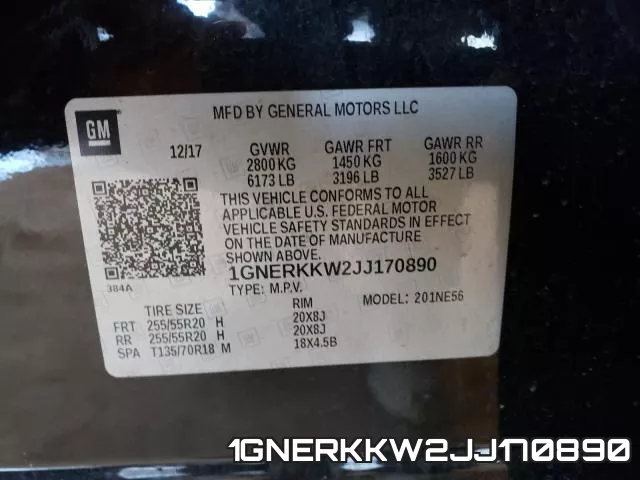 1GNERKKW2JJ170890 фото 2