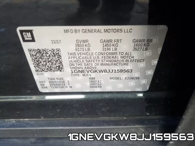 1GNEVGKW8JJ159563 фото 2