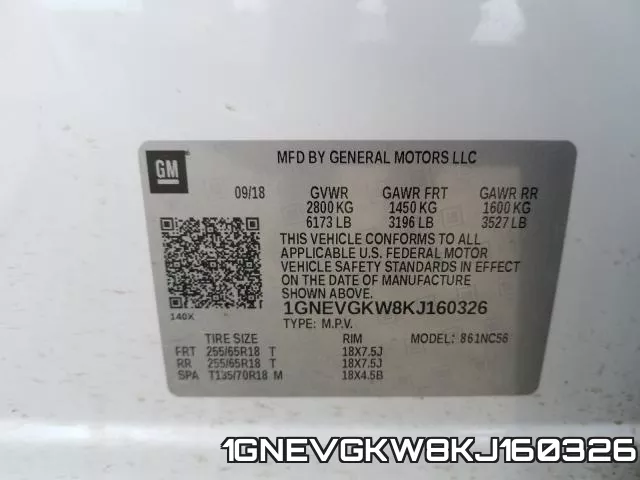 1GNEVGKW8KJ160326 фото 2