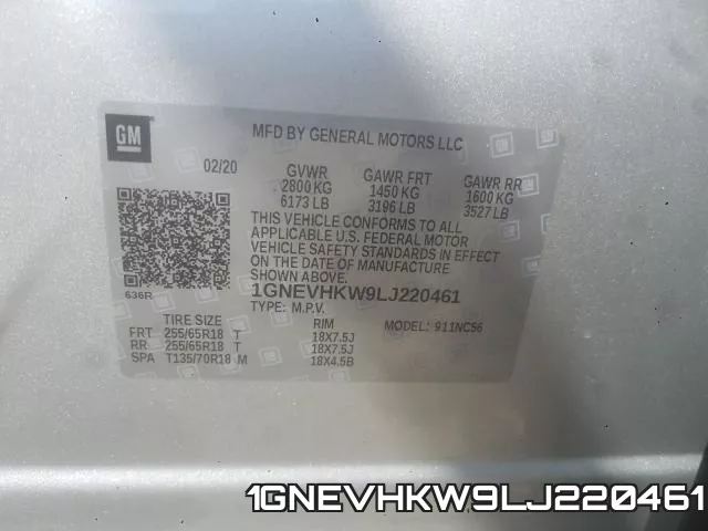 1GNEVHKW9LJ220461 фото 2