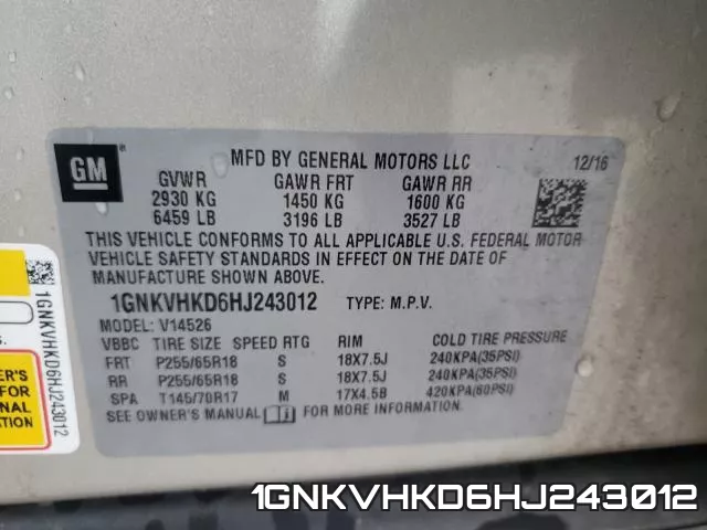1GNKVHKD6HJ243012 фото 2