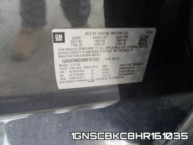 1GNSCBKC8HR161035 фото 2