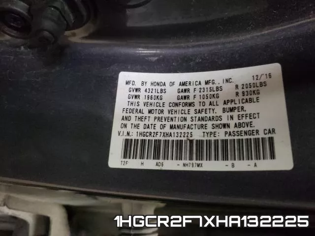 1HGCR2F7XHA132225 фото 2