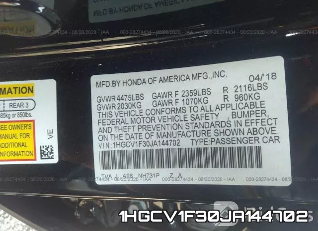 1HGCV1F30JA144702 фото 10