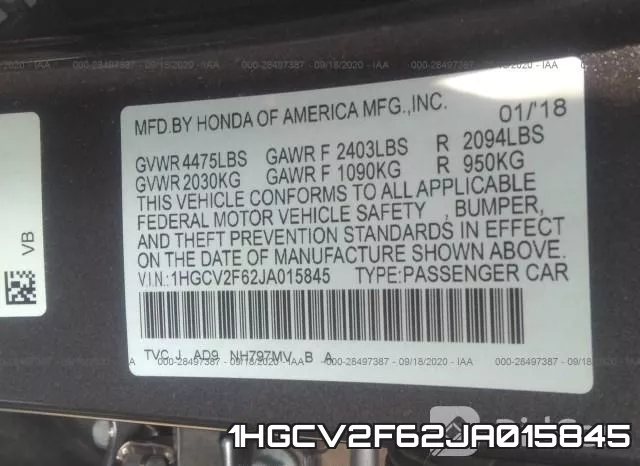 1HGCV2F62JA015845 фото 10