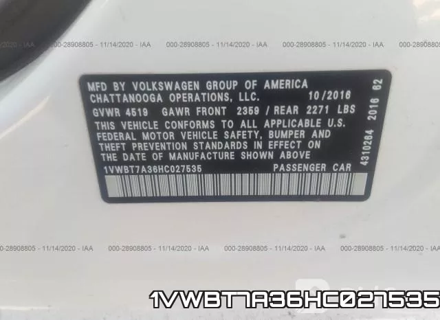 1VWBT7A36HC027535 фото 10