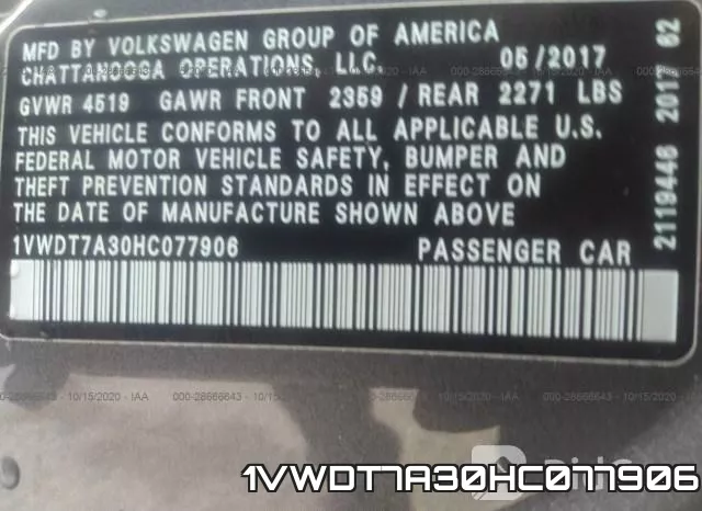 1VWDT7A30HC077906 фото 10