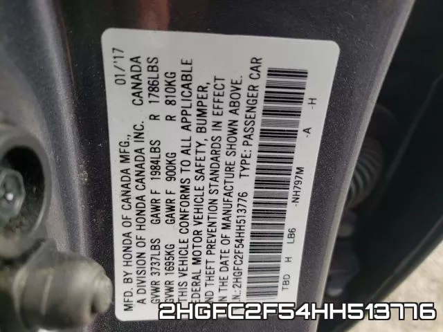 2HGFC2F54HH513776 фото 2
