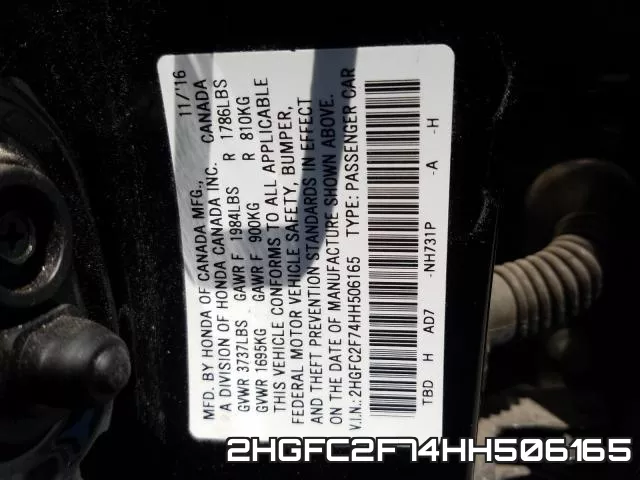 2HGFC2F74HH506165 фото 2