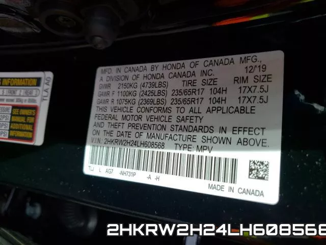 2HKRW2H24LH608568 фото 2