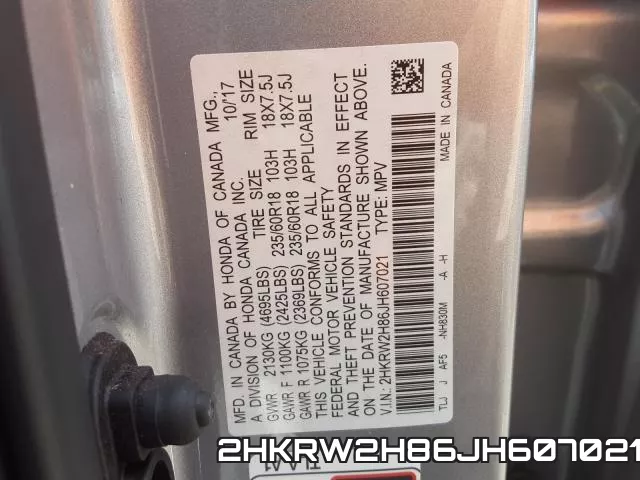 2HKRW2H86JH607021 фото 2