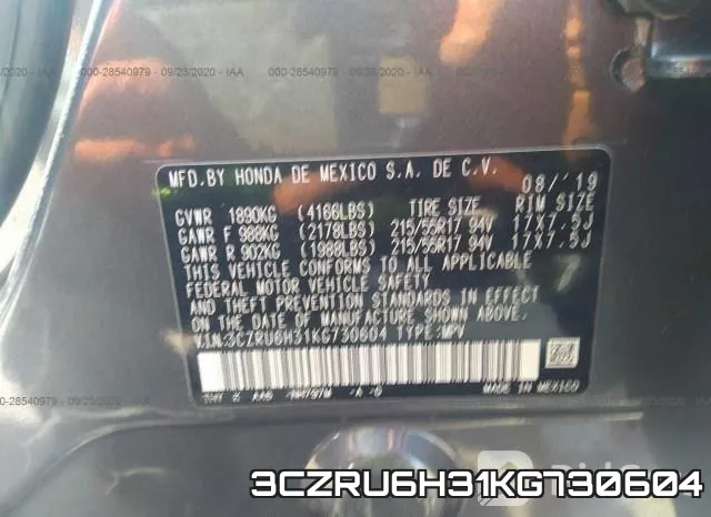 3CZRU6H31KG730604 фото 10