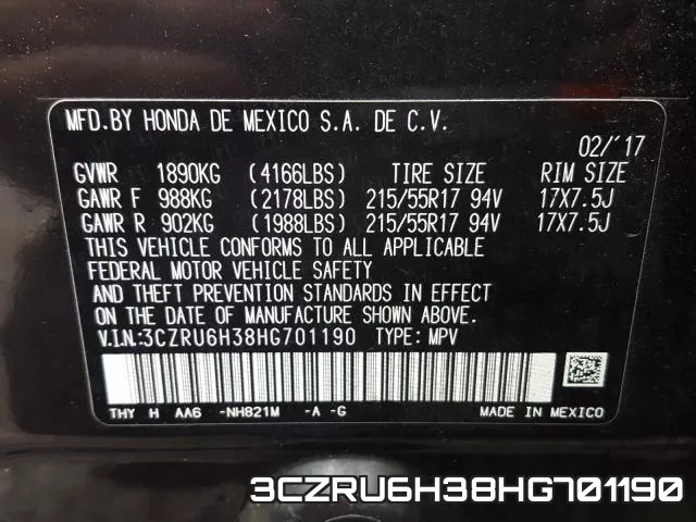 3CZRU6H38HG701190 фото 2
