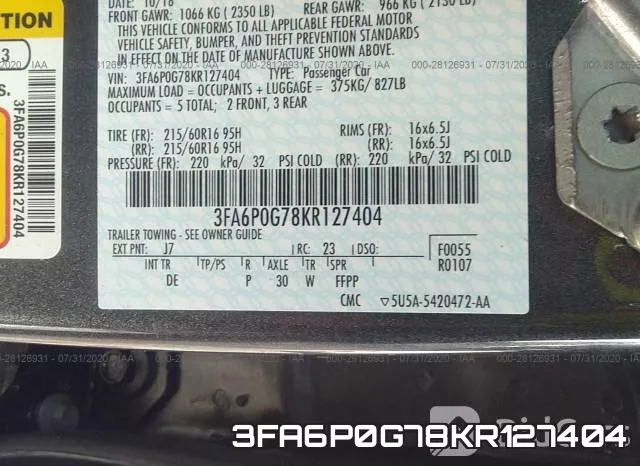 3FA6P0G78KR127404 фото 9