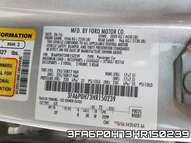 3FA6P0H73HR150239 фото 2