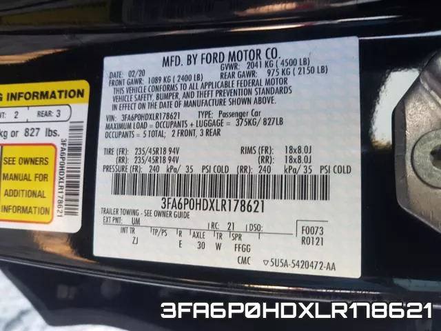 3FA6P0HDXLR178621 фото 2
