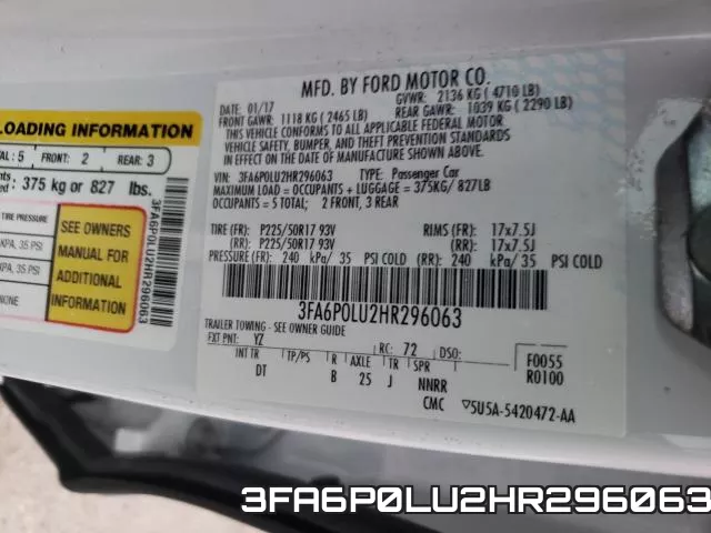3FA6P0LU2HR296063 фото 2