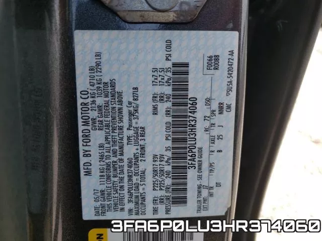 3FA6P0LU3HR374060 фото 2