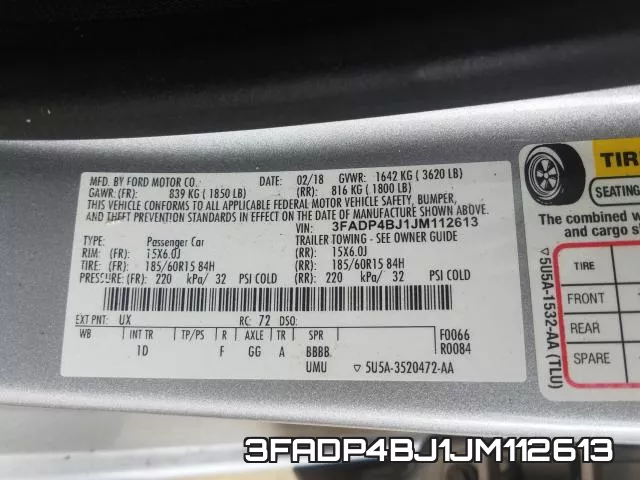 3FADP4BJ1JM112613 фото 2