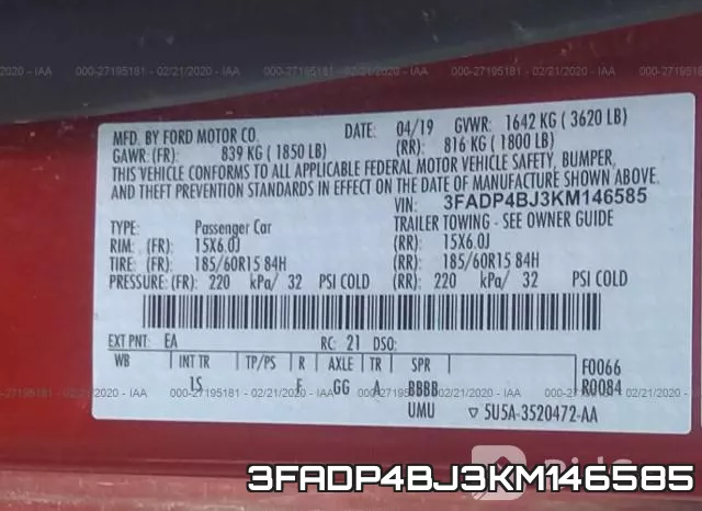 3FADP4BJ3KM146585 фото 10