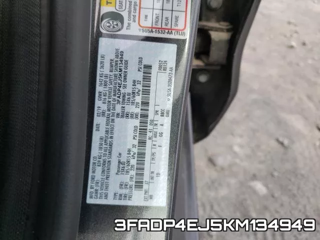 3FADP4EJ5KM134949 фото 2