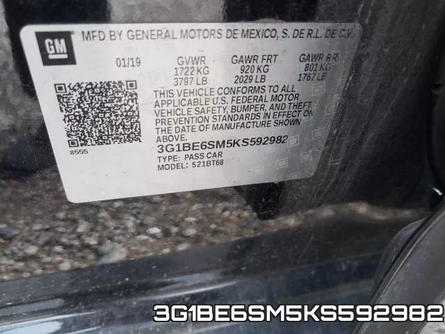 3G1BE6SM5KS592982 фото 2