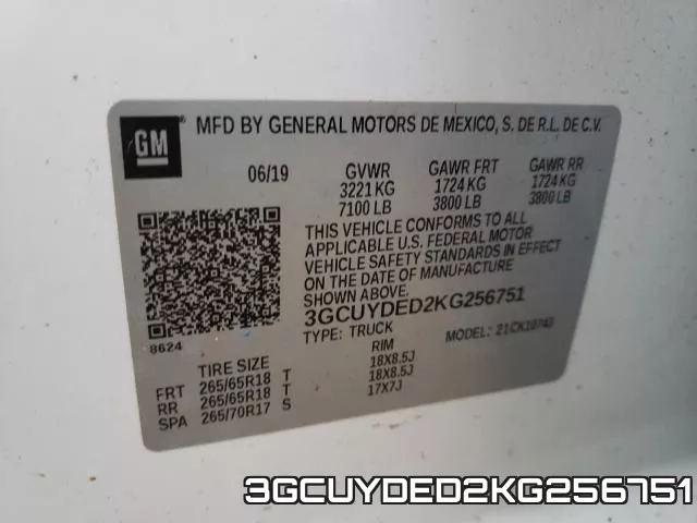 3GCUYDED2KG256751 фото 2