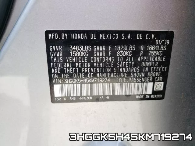 3HGGK5H45KM719274 фото 2