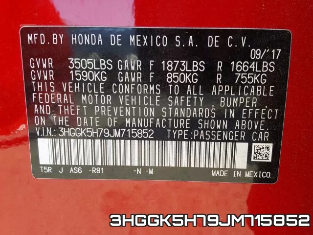 3HGGK5H79JM715852 фото 2