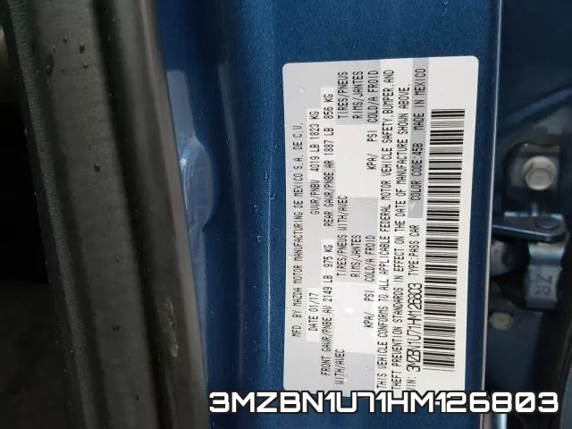 3MZBN1U71HM126803 фото 2