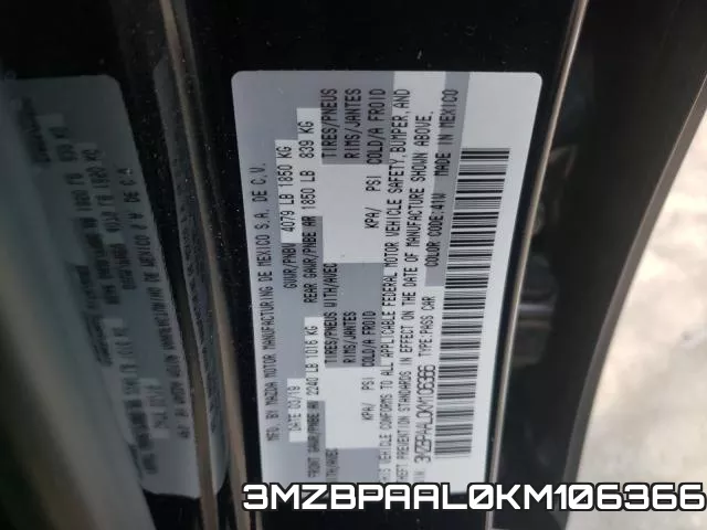 3MZBPAAL0KM106366 фото 2