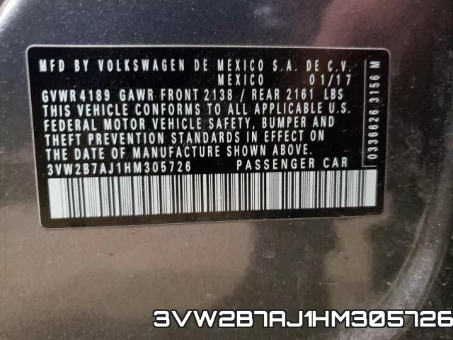 3VW2B7AJ1HM305726 фото 2