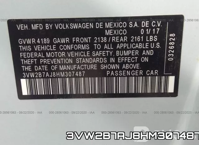 3VW2B7AJ8HM307487 фото 10
