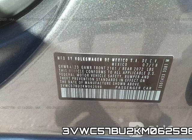 3VWC57BU2KM062598 фото 10