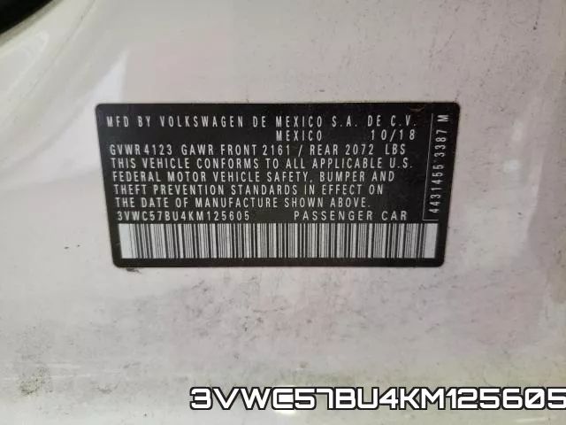 3VWC57BU4KM125605 фото 2