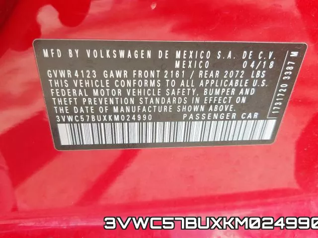 3VWC57BUXKM024990 фото 2