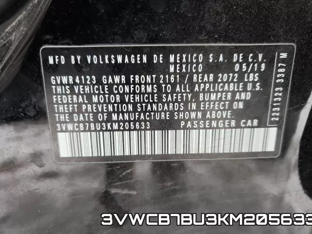 3VWCB7BU3KM205633 фото 2
