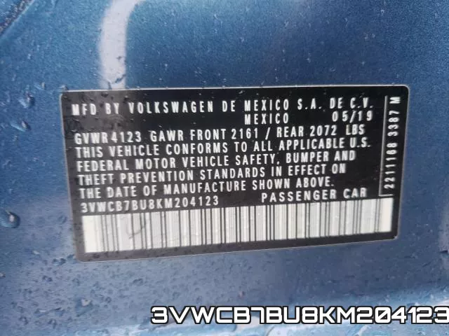 3VWCB7BU8KM204123 фото 2