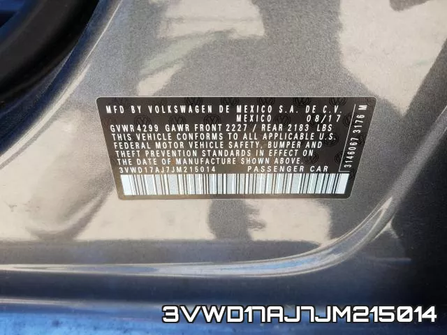 3VWD17AJ7JM215014 фото 2