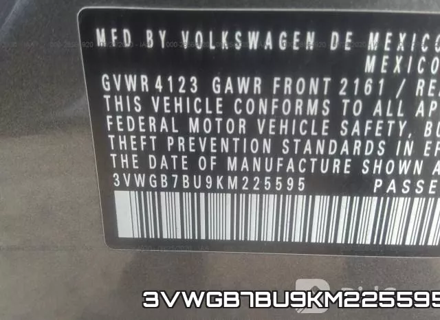 3VWGB7BU9KM225595 фото 9