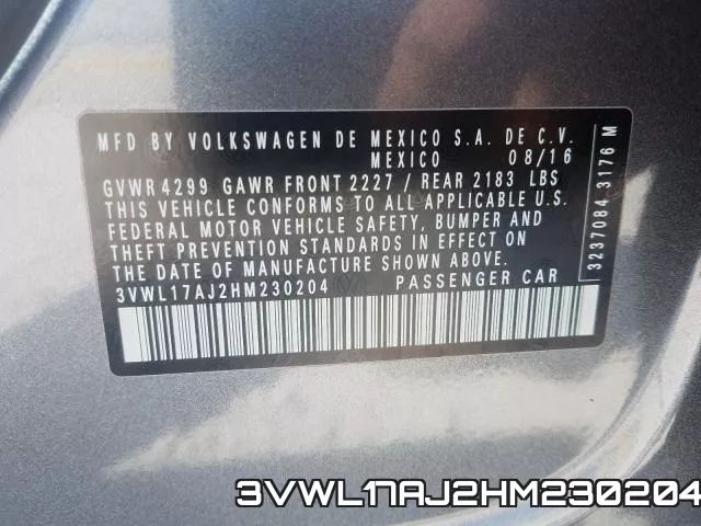 3VWL17AJ2HM230204 фото 2