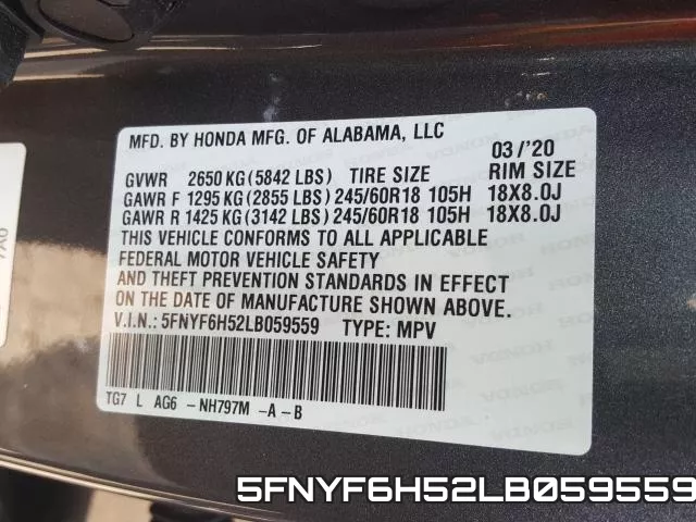 5FNYF6H52LB059559 фото 2