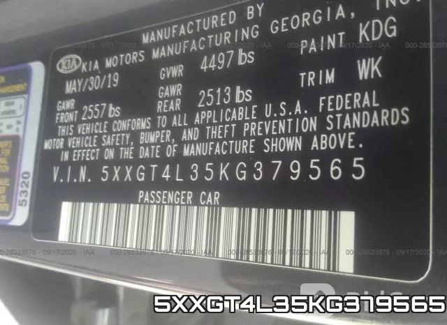 5XXGT4L35KG379565 фото 10