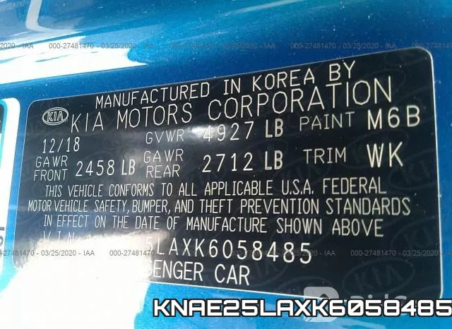KNAE25LAXK6058485 фото 10