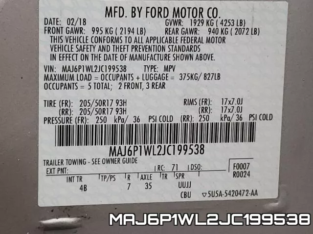 MAJ6P1WL2JC199538 фото 2